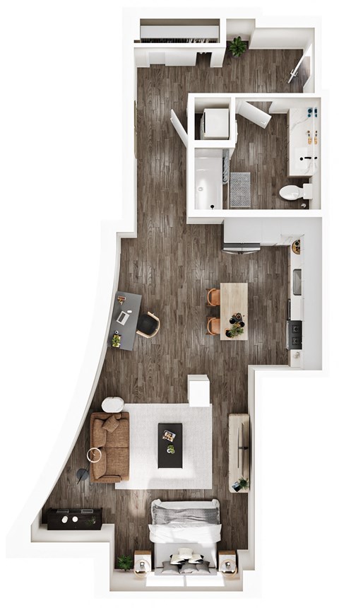 Floor plan for studio, 1 bath, 770 sqft